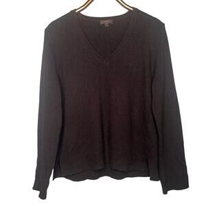 J Crew Black Size Large Cashmere Blend V-Neck Sweater Elbow Patches